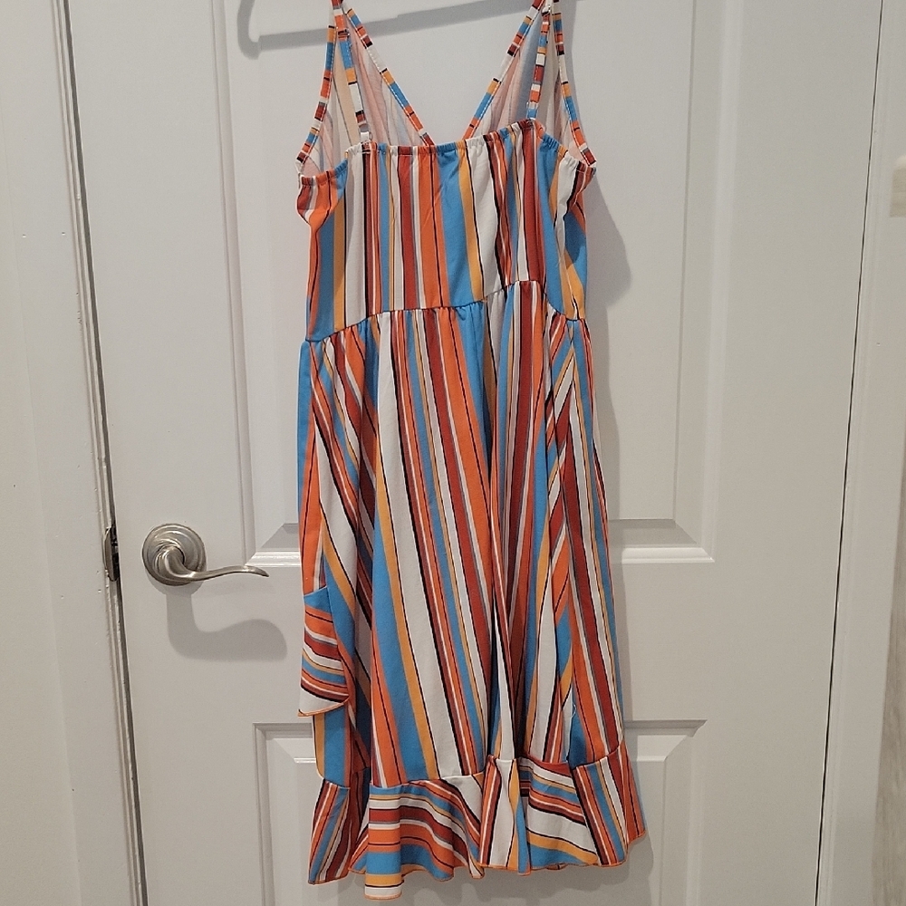 Bold & Breezy: Striped Ruffle Wrap Sundress – Perfect for Summer! - Picture 5 of 7